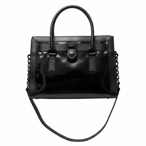 Michael Kors Black Patent and Leather Satchel Shoulder Bag Purse